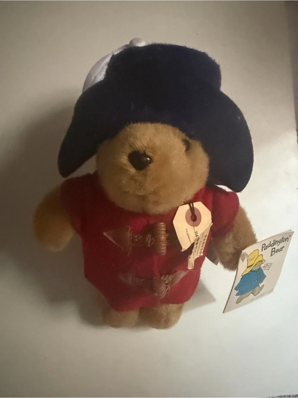 Classic Paddington-Style Plush Bear in Red Coat and Navy Hat